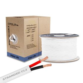 Speaker Wire 500ft 12AWG 2C White | In-Wall | CL2 Speaker Cable