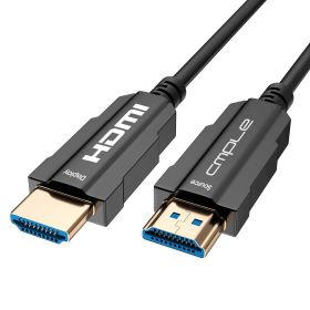 Active Fiber Optic HDMI Cable with 4K@60Hz, HDR and Ethernet Support, Gold Plated Connectors - 100 FT Black