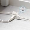 3-Outlet Household Indoor Extension Power Cord - 2 Prong with Protection Outlet Cover - 6 Feet, White