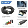 Active Fiber Optic HDMI Cable with 4K@60Hz, HDR and Ethernet Support, Gold Plated Connectors - 100 FT Black