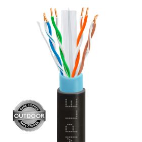 Cat6 1000ft Outdoor Ethernet Cable (Option: Black | Bare Copper | Direct Burial | CMX)