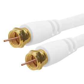 Cmple Digital Coaxial Cable F Type Male RG6 Coax Digital Audio Video with F Connector Pin Satellite Cord (Option: 50 Feet White)