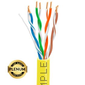 1000ft Cat5e Plenum Ethernet Cable (Option: Yellow | Bare Copper | CMP, UTP, 23AWG)