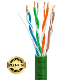 1000ft Cat5e Plenum Ethernet Cable (Option: Green | Bare Copper | CMP, UTP, 23AWG)