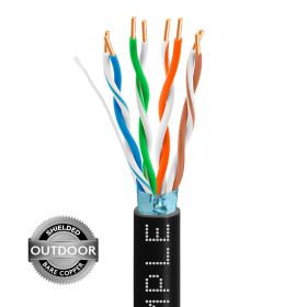 1000ft Cat5e Outdoor Ethernet Cable (Option: Black | Shielded | Bare Copper | CMX)