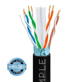 1000ft Cat 6 Riser Ethernet Cable (Option: Black | Shielded | CMR, FTP, 23AWG)
