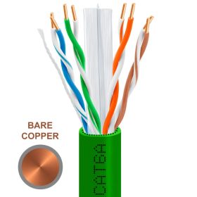 1000ft Cat 6A Riser Ethernet Cable (Option: Green | 10G, CMR, 23AWG | Bare Copper)