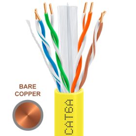 1000ft Cat 6A Riser Ethernet Cable (Option: Yellow | 10G, CMR, 23AWG | Bare Copper)
