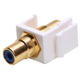 Keystone Jack - Modular RCA White (Option: Blue Center)