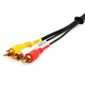 Cmple 3 Male RCA to 3 Male RCA Composite Video Audio A/V AV Cable Gold Plated (Option: 1.5 Feet)